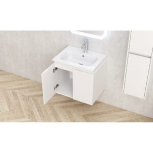 Долен конзолен PVC шкаф за баня BG 6046W ЧЕРТИ+УМИВ.5955 БЯЛ / СМОЛА
