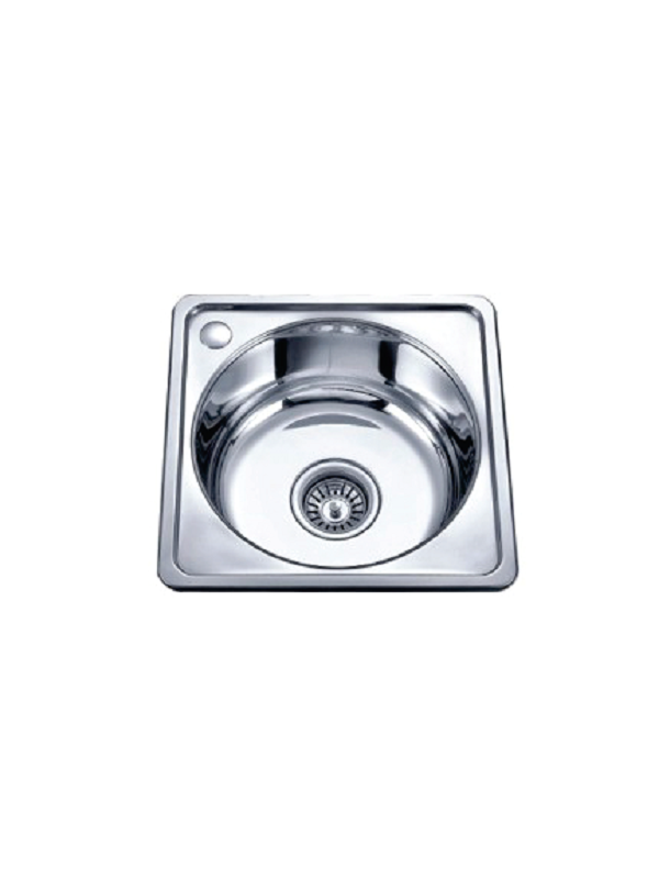 Кухненска мивка алпака Inter Ceramic ICK 4040P, 40x40 см, хром гланц, единична без отцедник
