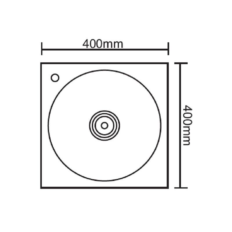Кухненска мивка алпака Inter Ceramic ICK 4040P, 40x40 см, хром гланц, единична без отцедник