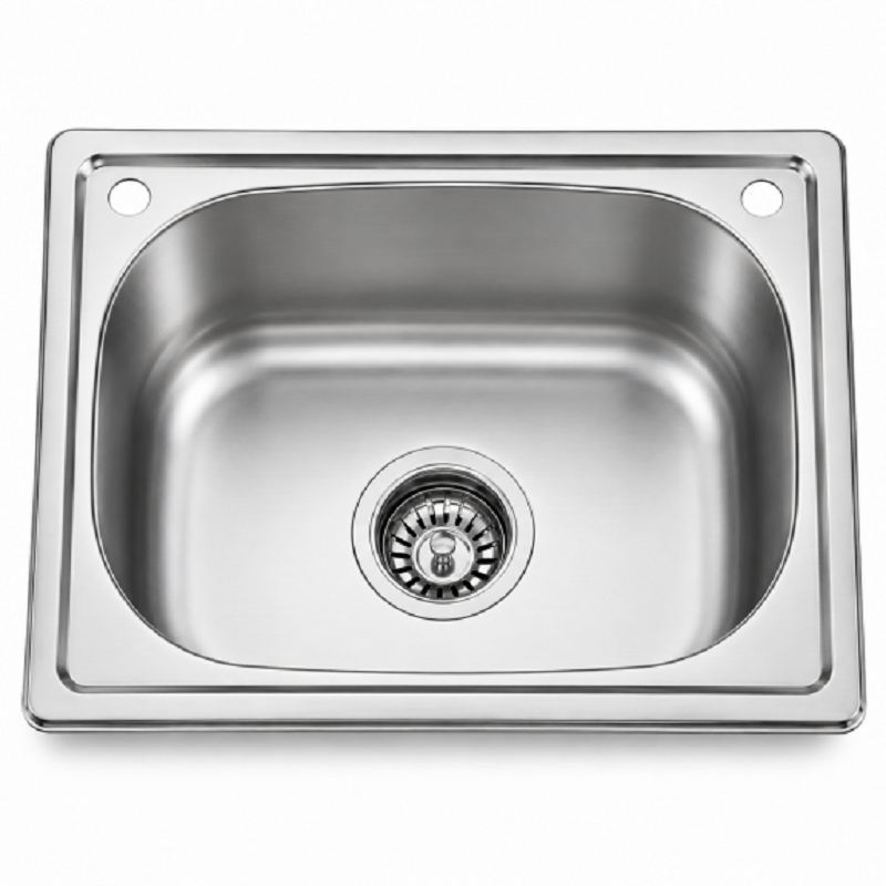 Кухненска мивка алпака Inter Ceramic ICK D5037P, 50x37 см, едно корито, хром гланц, отвори за смесител и дозатор