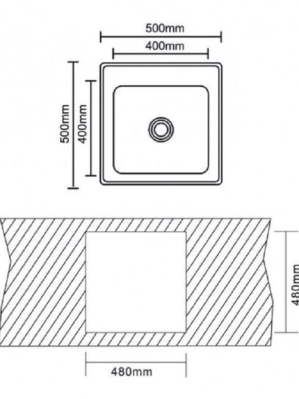 Кухненска мивка алпака Inter Ceramic ICK 5050 TAMPICO, 50x50 см, единично корито, инокс