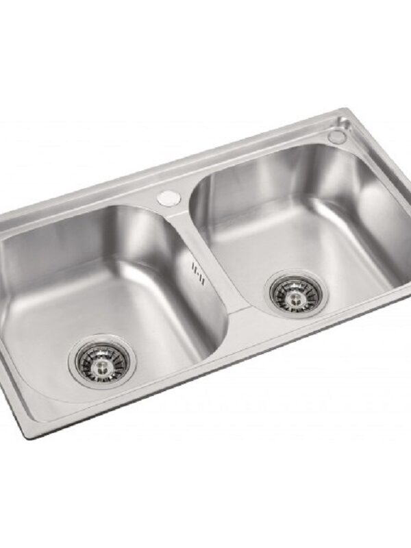 Кухненска мивка алпака Inter Ceramic ICK 7641 GR, 76x41 см, две корита, сатенено покритие, без отцедник