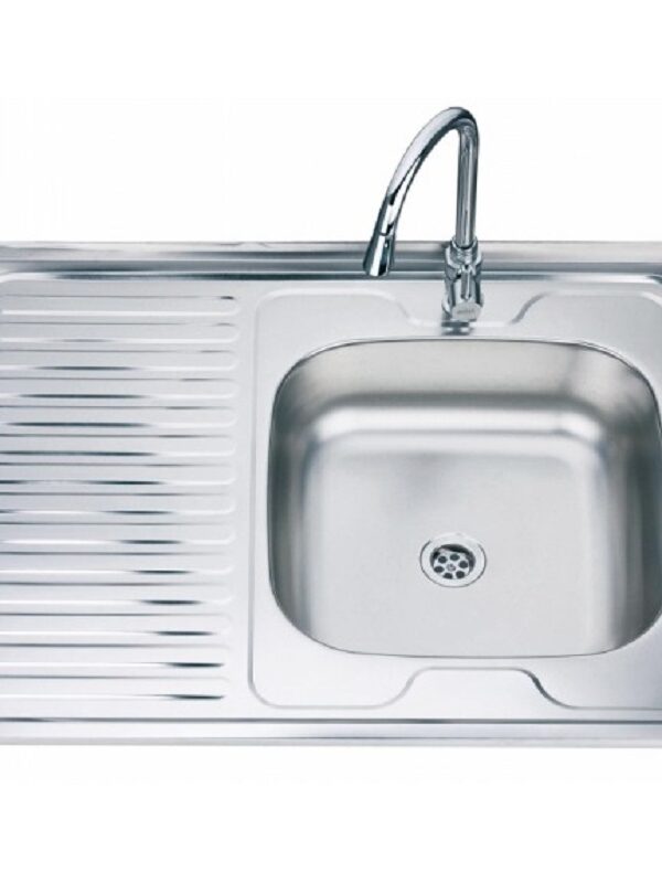 Кухненска мивка алпака Inter Ceramic ICK 8060A*16 L, 80x60 см, едно корито, ляв отцедник, хром гланц