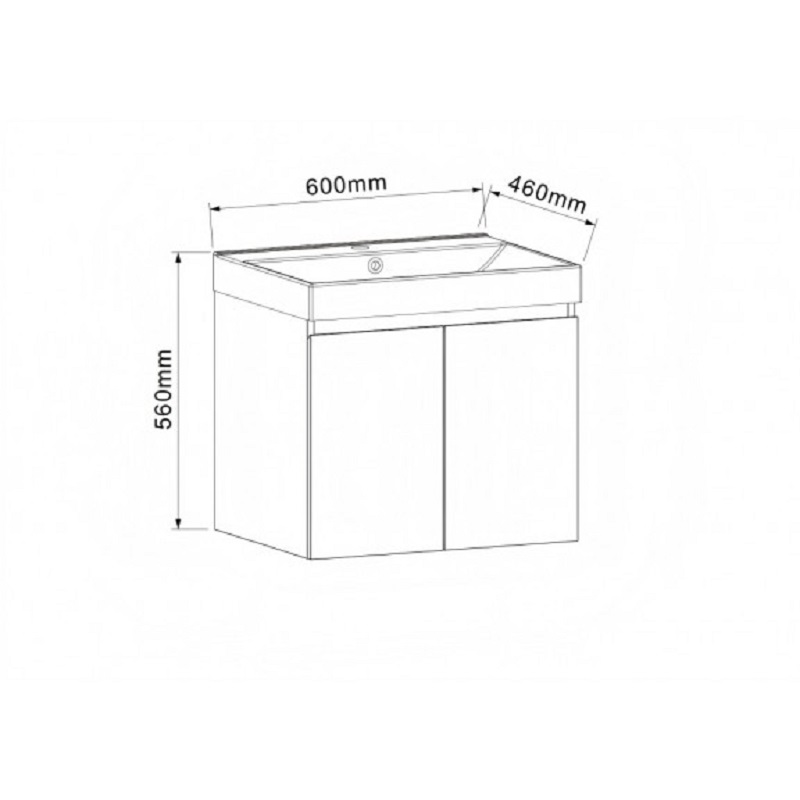 PVC шкаф за баня AMO-60 5157-60 с умивалник 5953W-2NEW